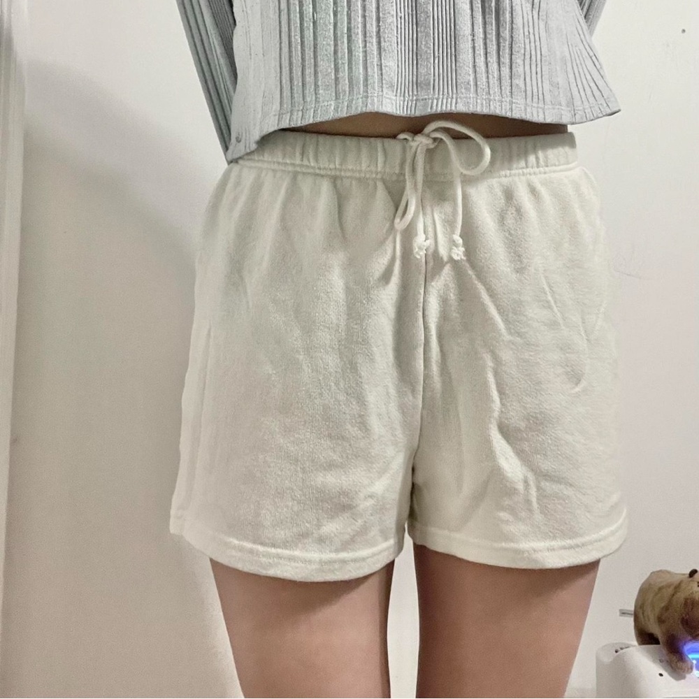 White Drawstring Shorts - Picture 3 of 4